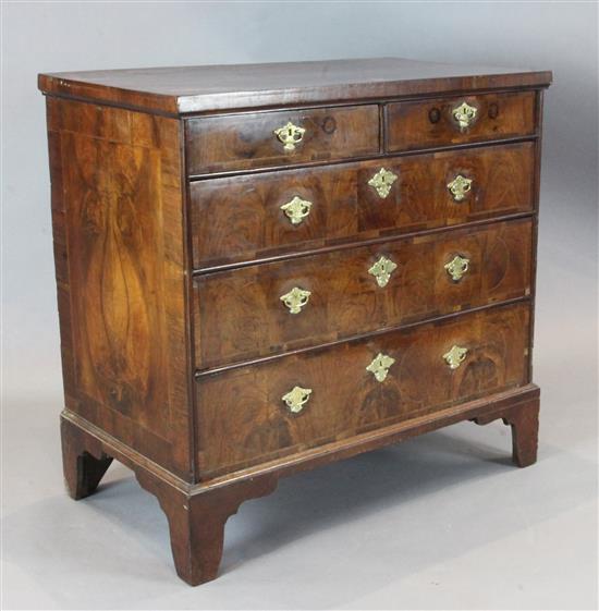 An early 18th century walnut chest, W.3ft D.1ft 10in. H.3ft 2in.